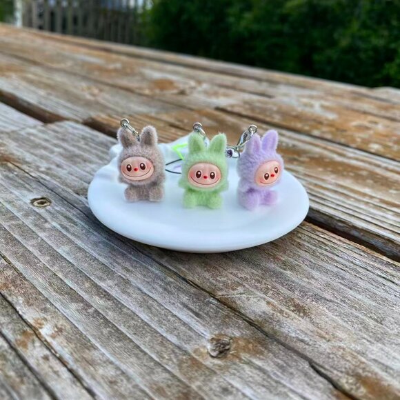8 PCs Very Mini Handmade Fuzzy Labubu Pendant Keychain/Phone Charm-1.1" Bunny - Picture 9 of 16